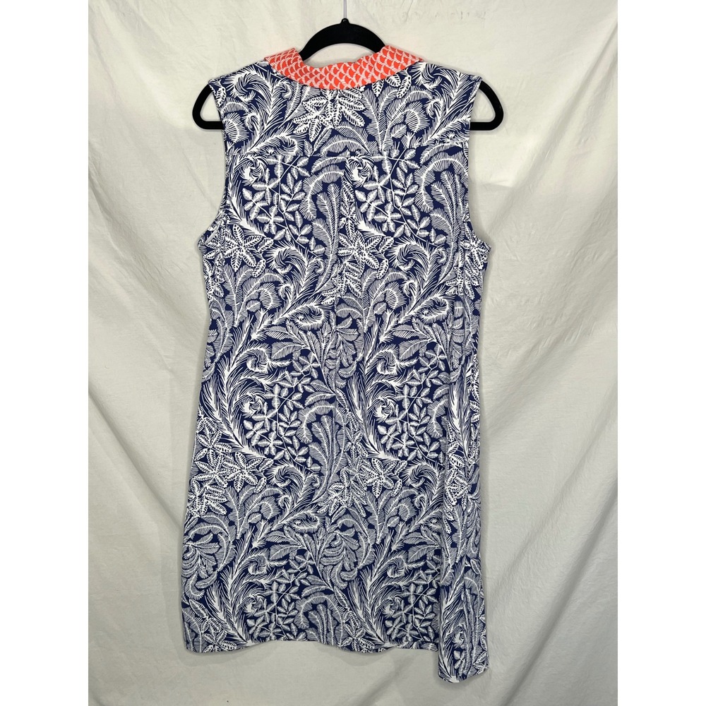 J. McLaughlin Blue White Floral Catalina Cloth Sleeveless Shift Dress Sz L EUC - Picture 7 of 9